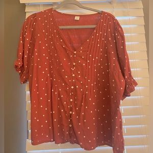 Salmon polka dot shirt size L